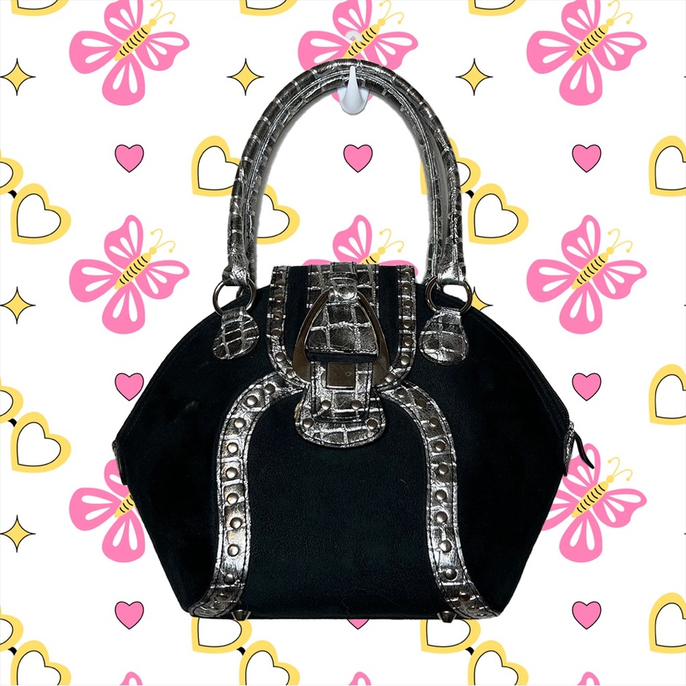 Arcadia Black and Silver Snakeskin Handbag & Shoulder Bag